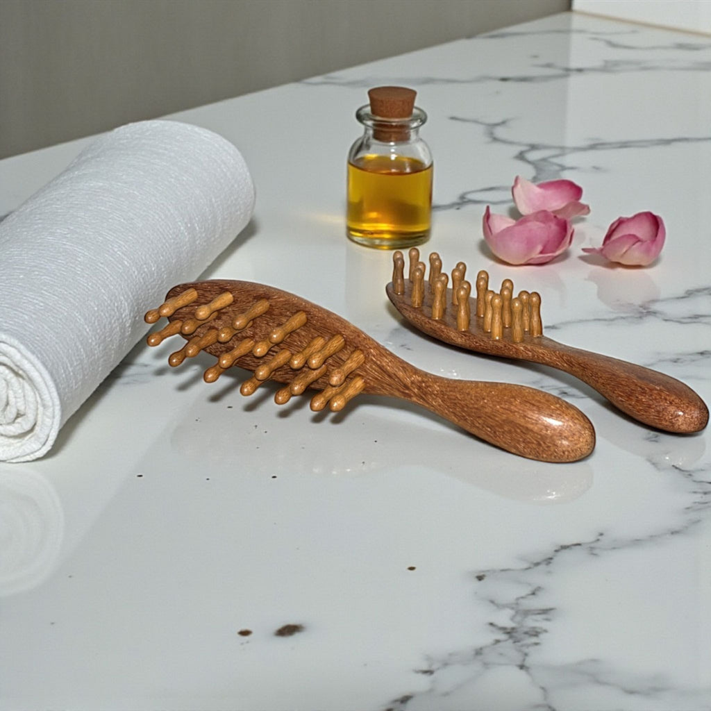 Thick-toothed massage comb – sandalwood